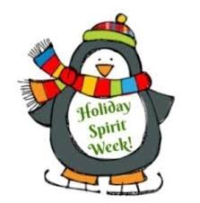 Picture of penguin promoting holiday spirit week